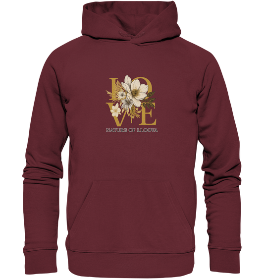 LLOOVA Elbwiese Hoodie mit LOVE-Print & floralen Details
Nachhaltiger Hoodie aus Bio-Baumwolle mit Goldakzenten
Unisex Hoodie inspiriert von den Elbwiesen Hamburgs
Urbaner Hoodie mit feinem floralem Design
Detailansicht Kapuze & Kängurutasche des Elbwiese Hoodies
LLOOVA Nature of LLOOVA Print auf dem Hoodie
Flatlay des Elbwiese Hoodies mit goldenen Linien
Model trägt Elbwiese by LLOOVA Hoodie in Hamburg
