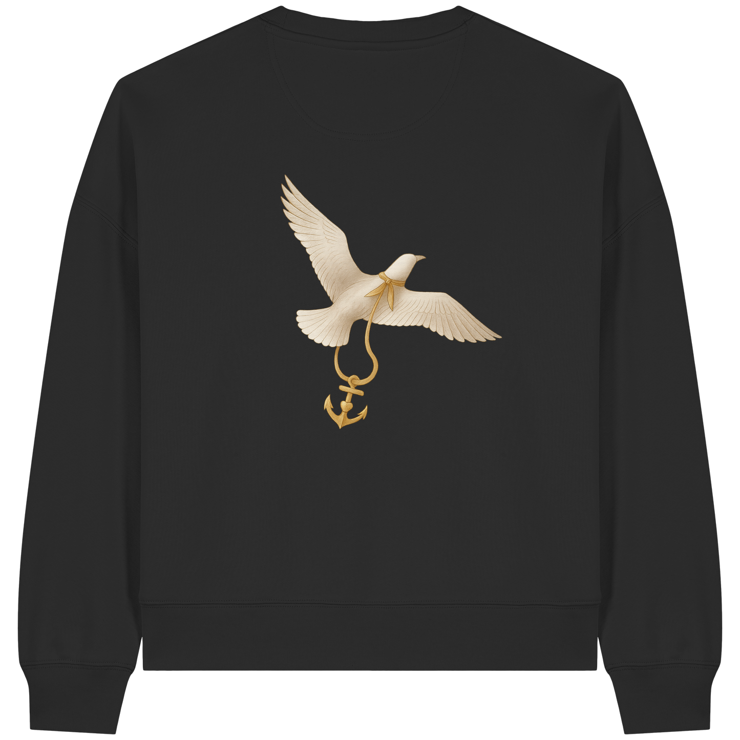 LLOOVA Organic Sweatshirt Rückenwind, entworfen in Hamburg
Frauen Sweatshirt mit Anker vorne und Möwe hinten
Nachhaltiges, minimalistisches Sweatshirt Rückenwind von LLOOVA