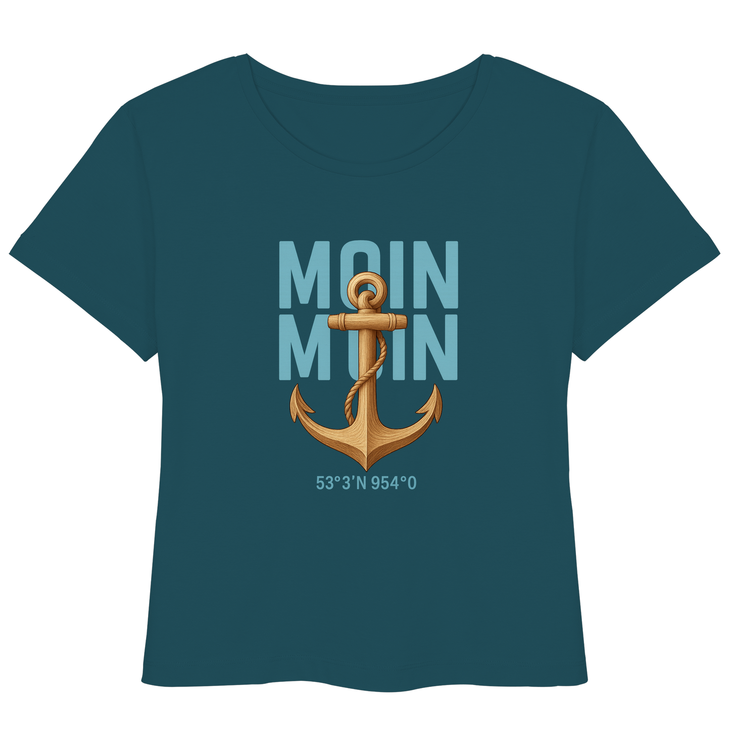 Maritimes Frauen T-Shirt Rückenwind mit Seagull und Anchor Motiv
