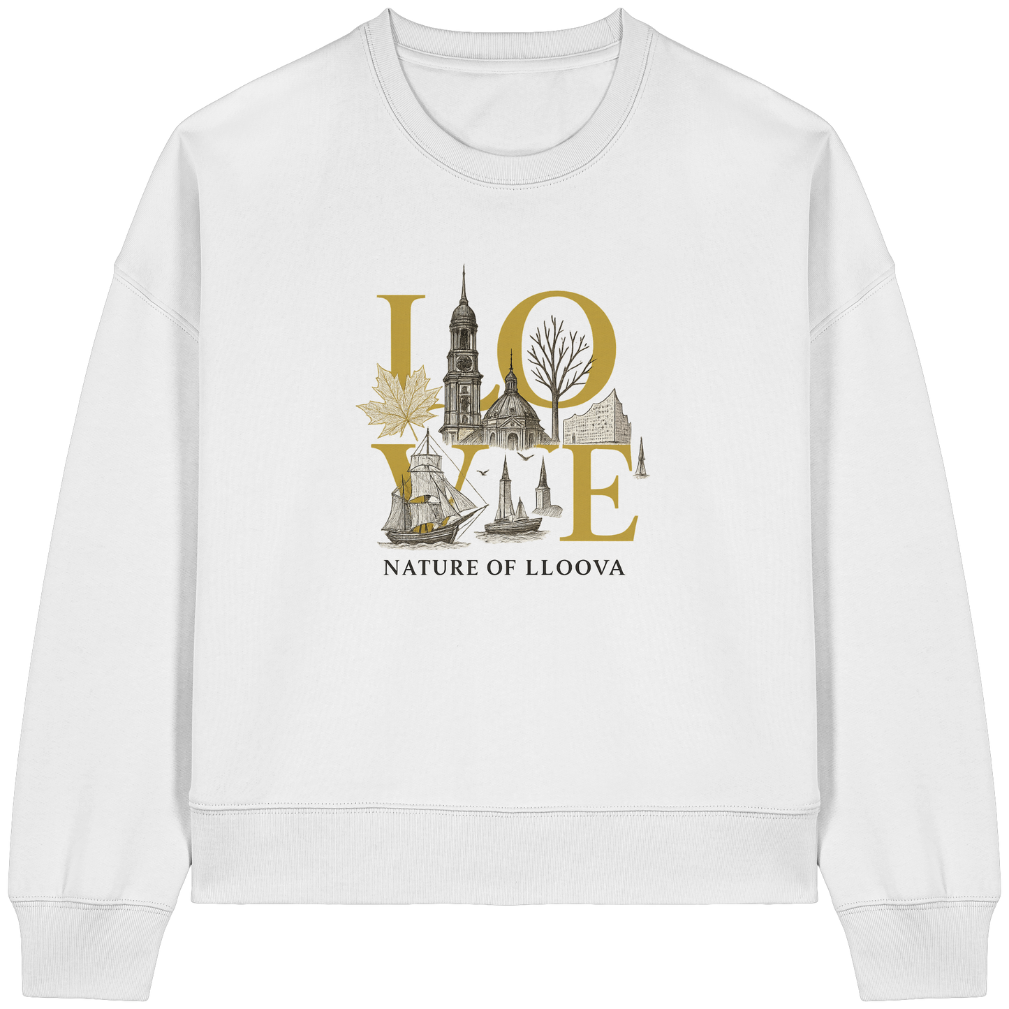 Nature of LLOOVA Boxcut Pullover
Stilvolles Hamburg Fashion Piece für den Alltag
Fair produzierter Stadtliebe-Sweater aus Deutschland