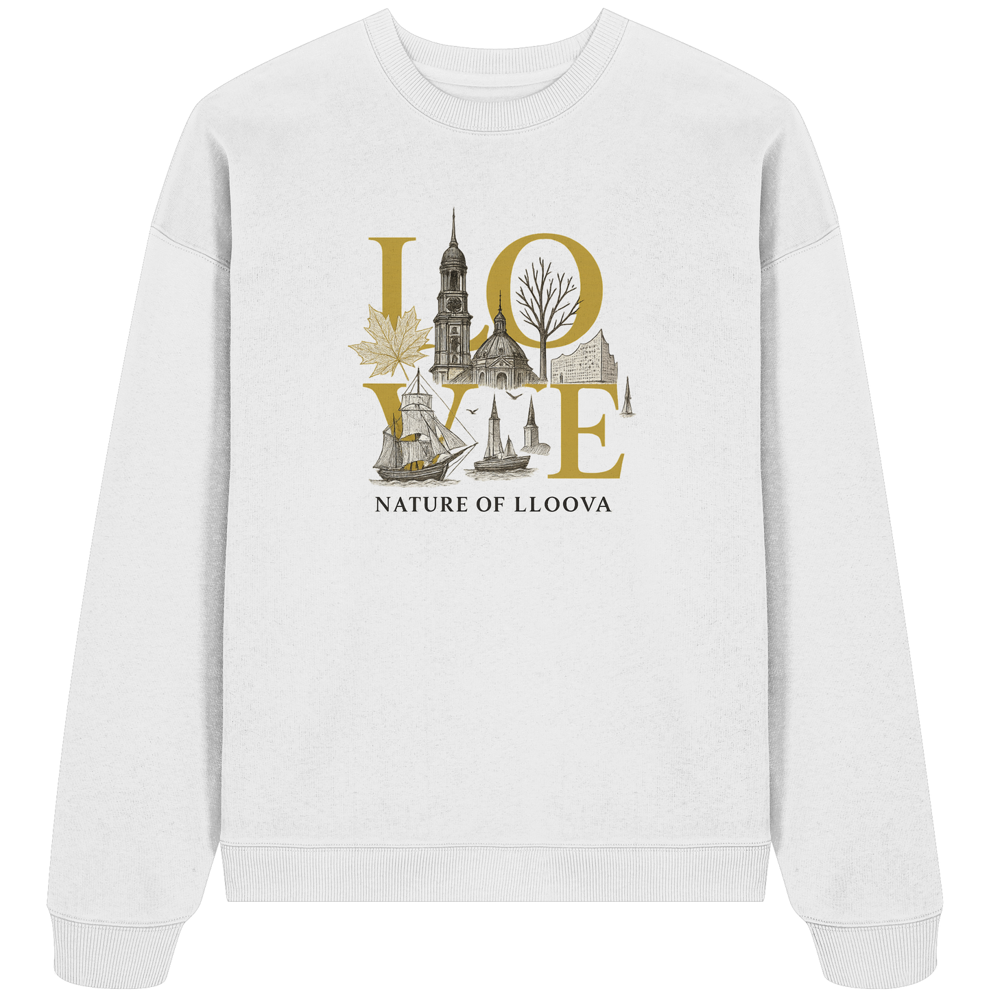Oversized Bio-Sweatshirt mit Hamburg-Motiven