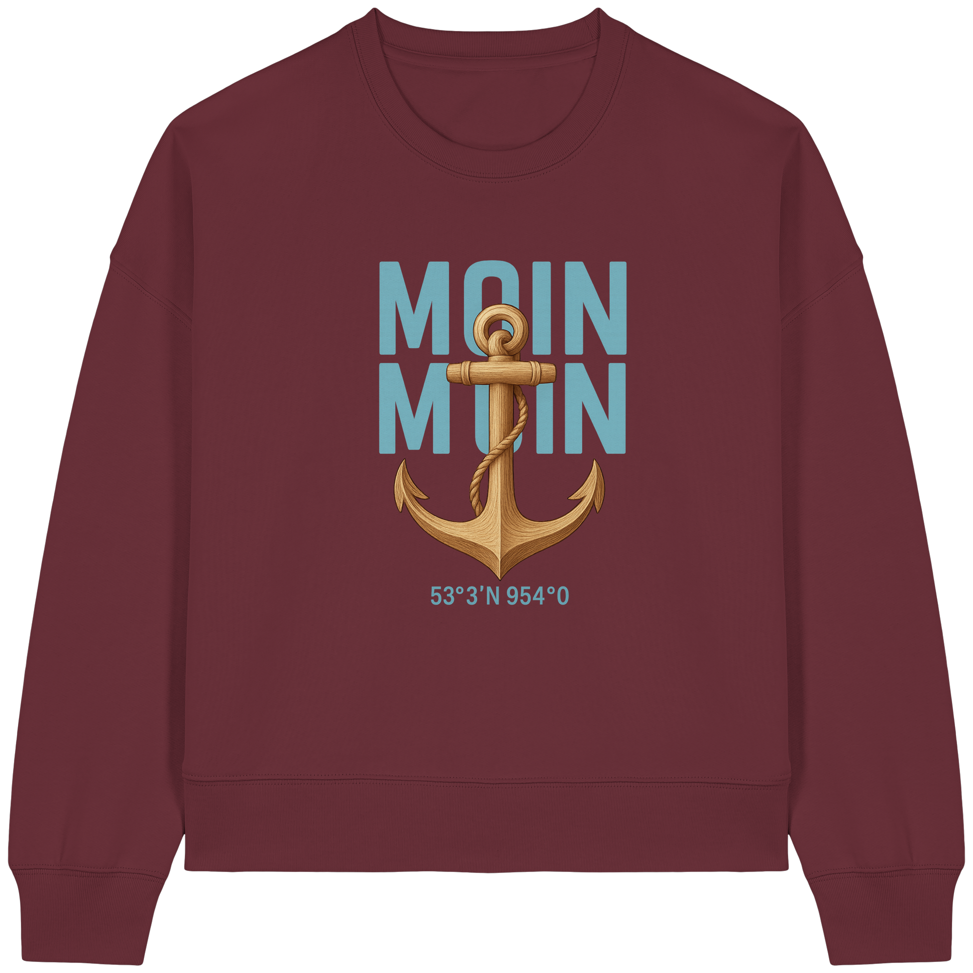 Rückenwind Damen Boxcut Sweatshirt mit Anker & Möwe