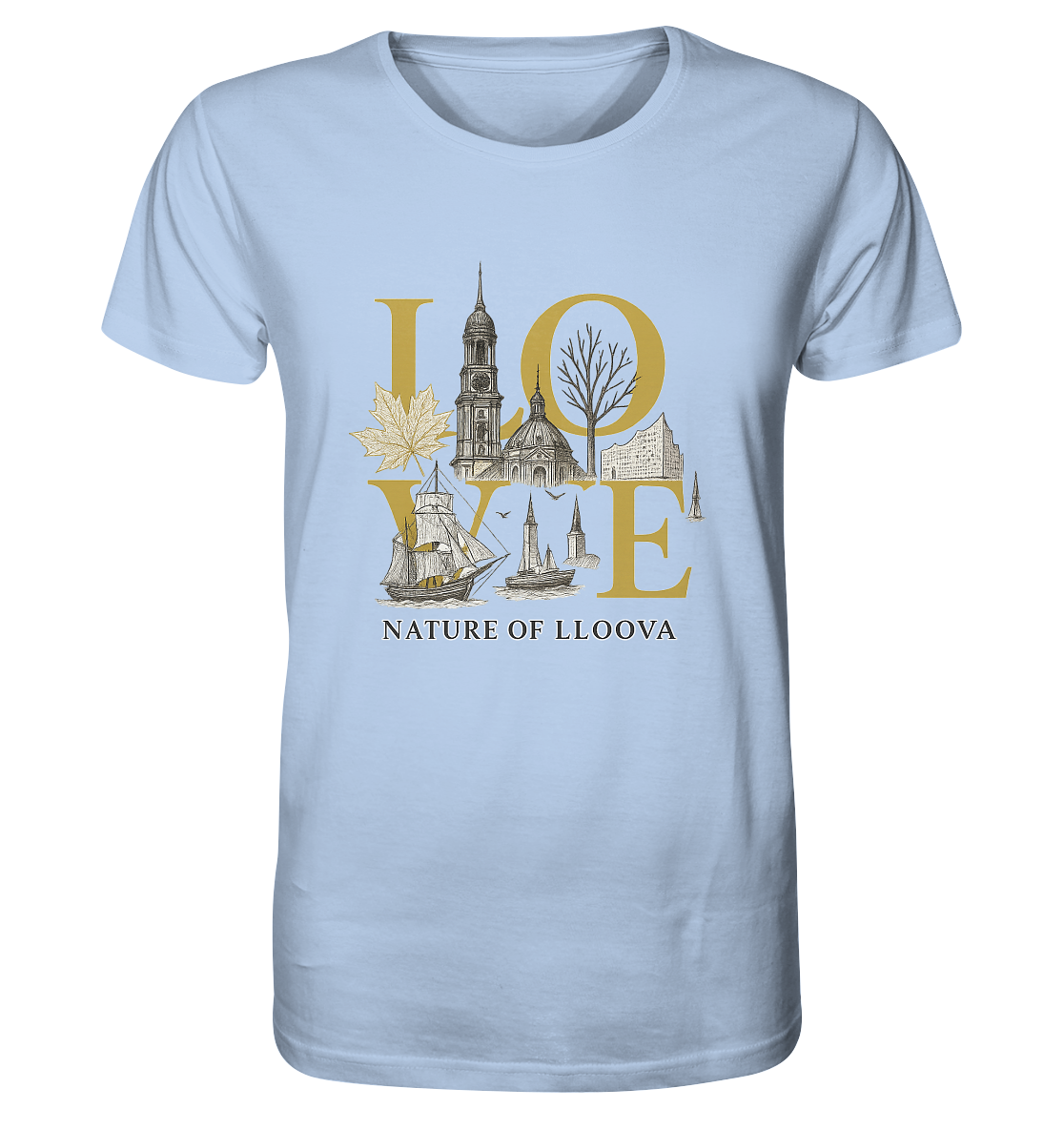 Weißes Bio-Shirt mit goldenen Design-Elementen