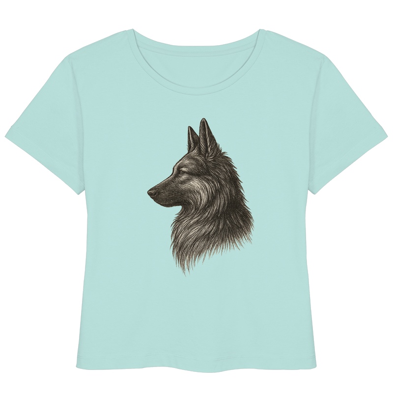 „Damenmode nachhaltig – Schäferhund Illustration auf Bio Baumwolle“