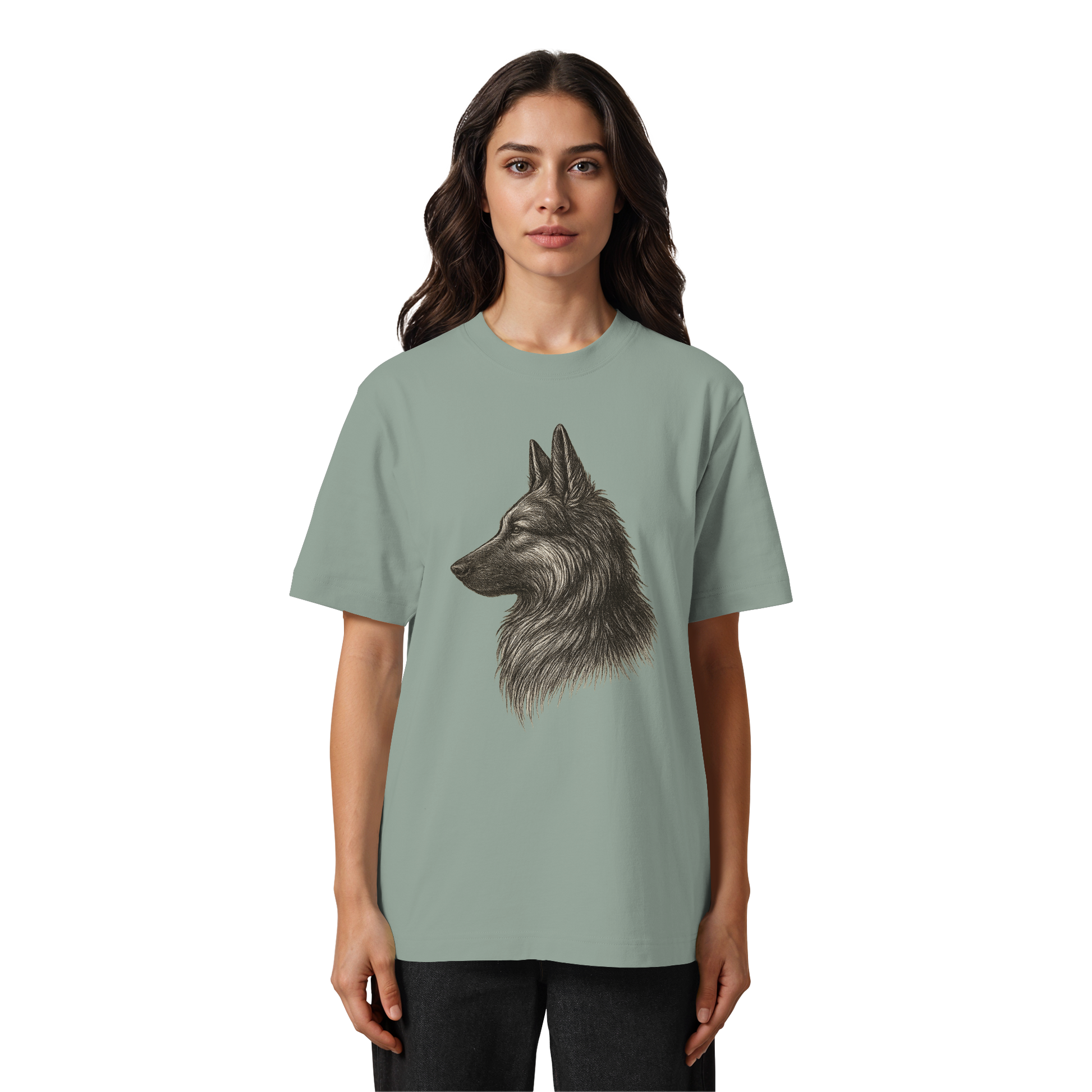 Detailansicht des Treuer Blick German Shepherd Shirts