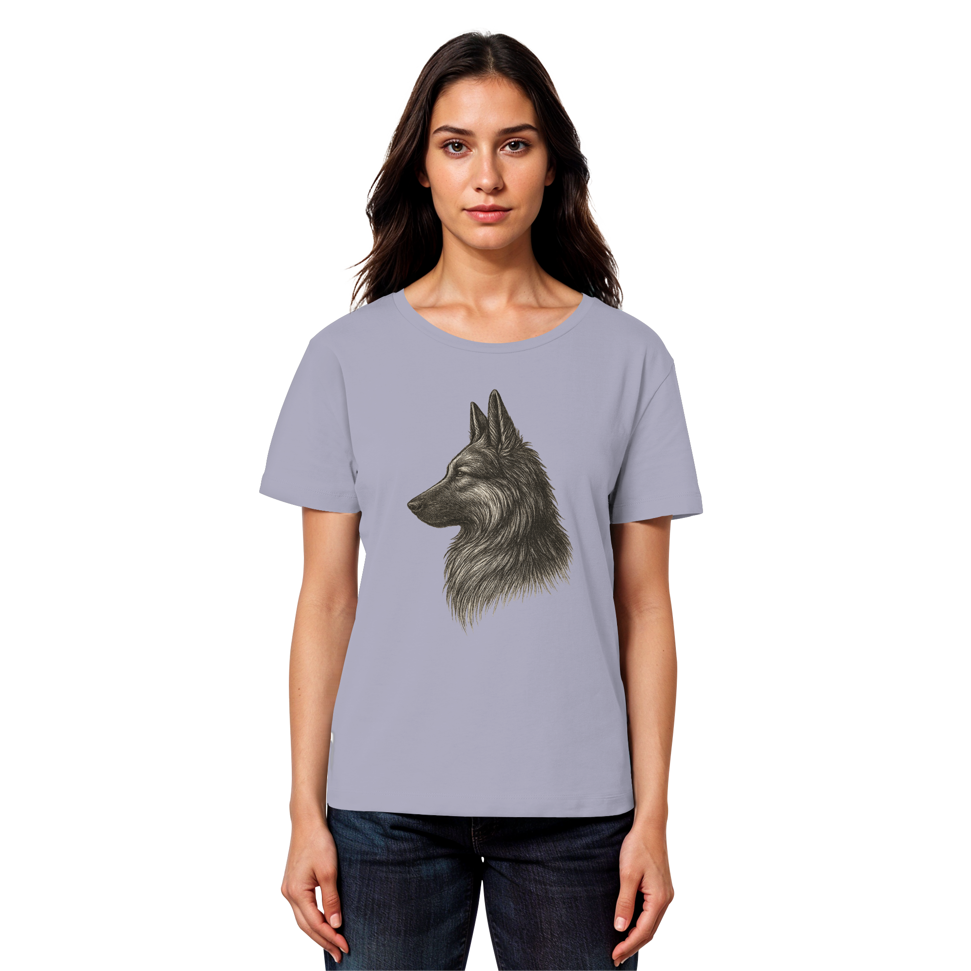 „Detailansicht – feine Linien und Schattierungen des Schäferhund-Designs“