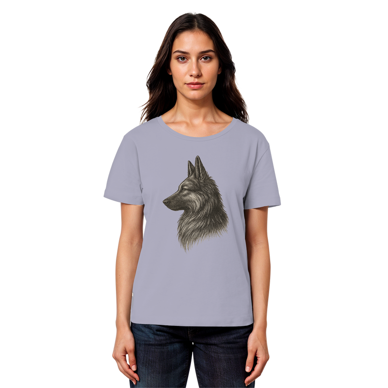 „Detailansicht – feine Linien und Schattierungen des Schäferhund-Designs“