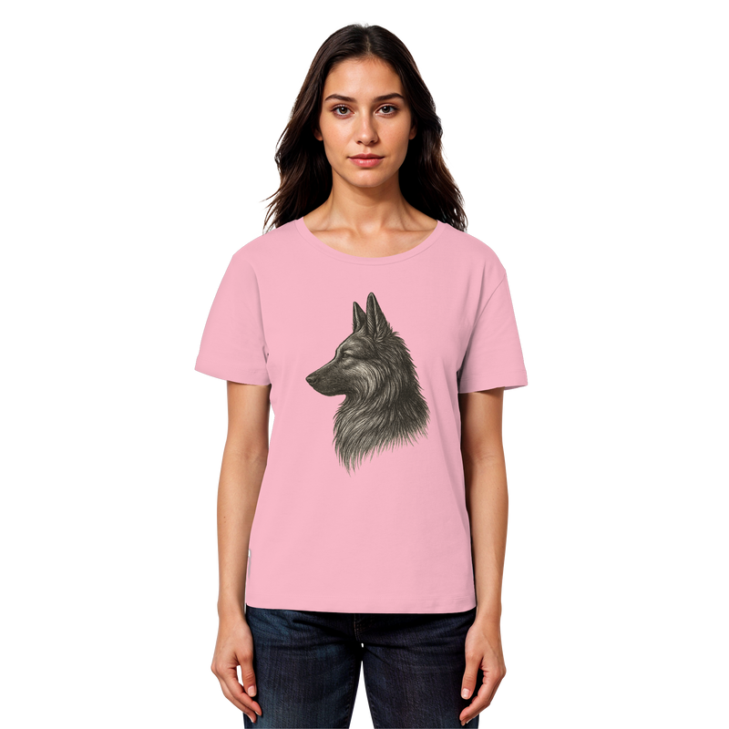 „Fein gezeichnetes Schäferhund Motiv – Bio Damen Shirt Regular Fit“
