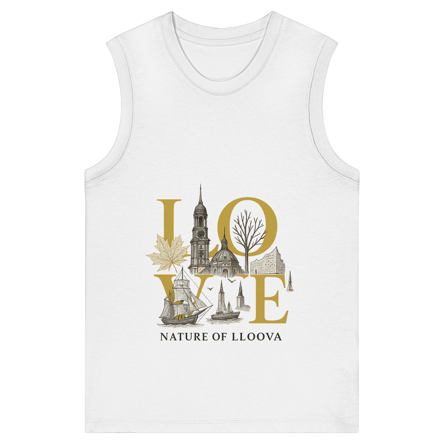 Hafen „Michel“ Damen Bio-Tanktop mit LOVE-Print

Hamburg-Motiv mit Michel & Elbphilharmonie auf Tanktop

Goldene Akzente & Glow-Effekt auf nachhaltigem Top

Ärmelloses Bio-Top mit urbanem Design

LOVE Statement-Tanktop von LLOOVA für Hamburg-Liebhaberinnen

Nature of LLOOVA Detailansicht

