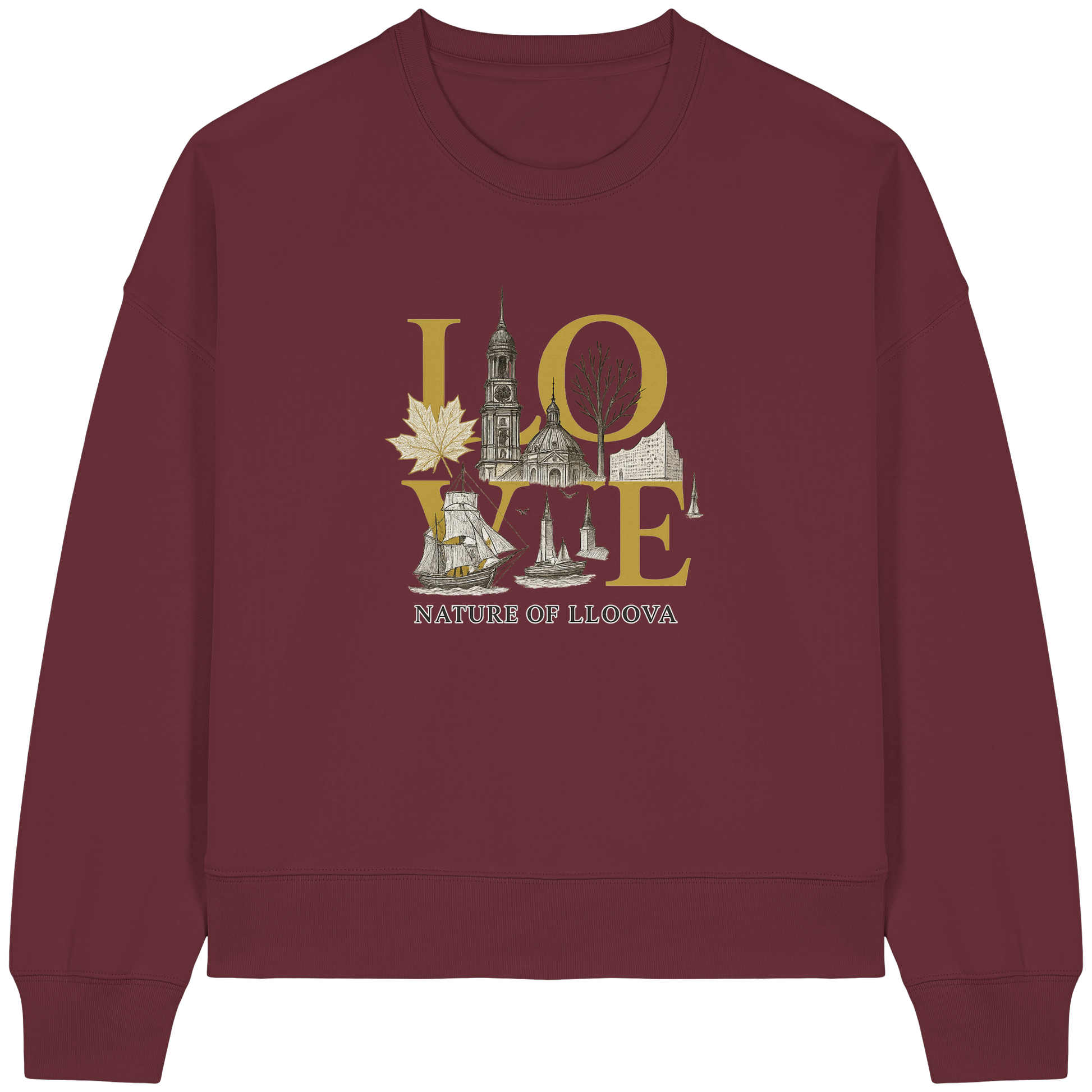 Kastiges Damen-Sweatshirt mit Hamburg-Motiv
Hafen "Michel" Damen Sweatshirt mit Hamburg LOVE-Motiv

Boxy Fit Sweatshirt aus Bio-Baumwolle in elegantem Design

Detailansicht: Handgezeichnete Wahrzeichen & goldene Akzente

Rückenansicht: LLOOVA Statement Sweatshirt

Stylisch & nachhaltig: Frauen Sweatshirt aus Hamburg

Urbaner Chic: Oversized Boxcut mit maritimer Botschaft



