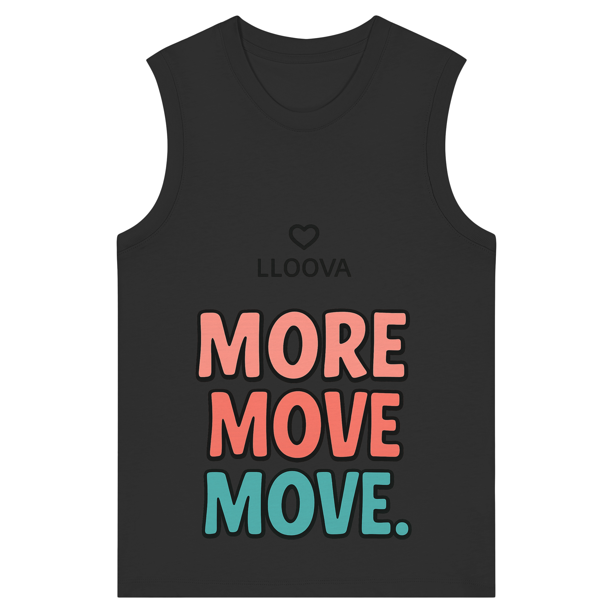 Hafensommer Damen Tank Top mit „More Move.“ Frontprint

Rückseite mit „More Love.“ Druck

Sommerliches Bio-Tanktop für Frauen

Nachhaltiges Damen Top mit Nackenband

Detailaufnahme von Rippstrick und Saum

LLOOVA Fair Fashion Tanktop für heiße Tage

