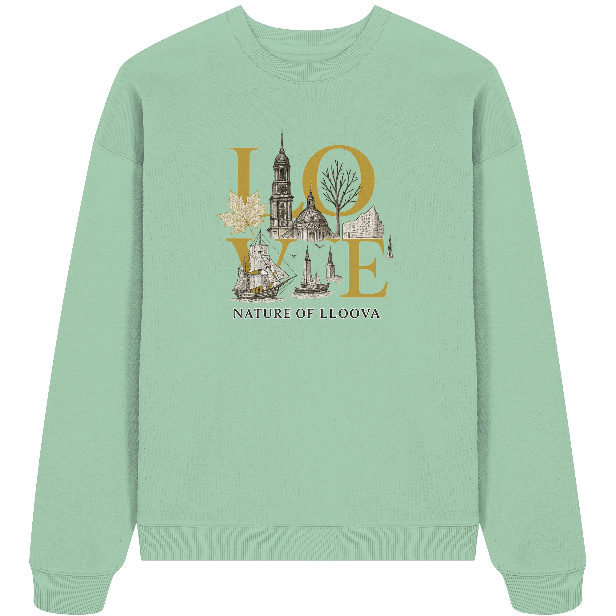 Hamburg inspiriertes Sweatshirt mit goldenen Details

