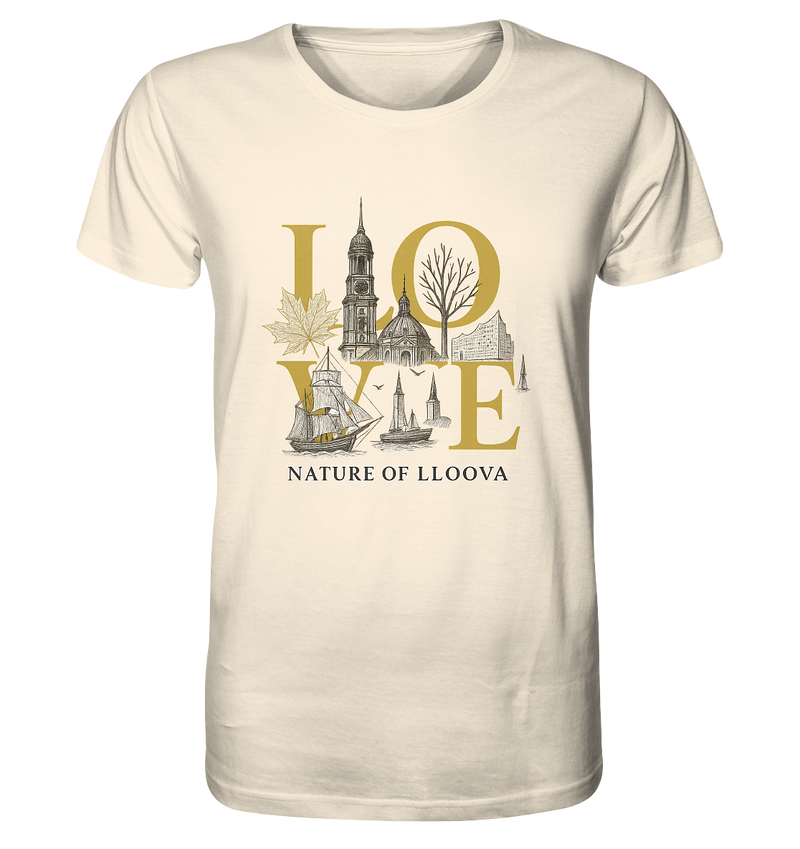 LLOOVA Organic Shirt mit „Nature of LLOOVA“ Aufdruck

