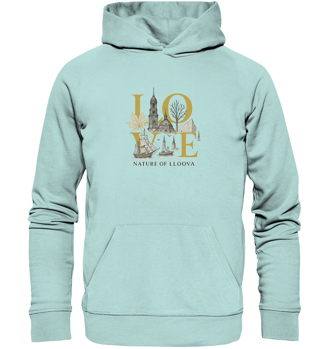 Nachhaltiger Hoodie „Hafen Michel“ von LLOOVA aus Bio-Baumwolle

