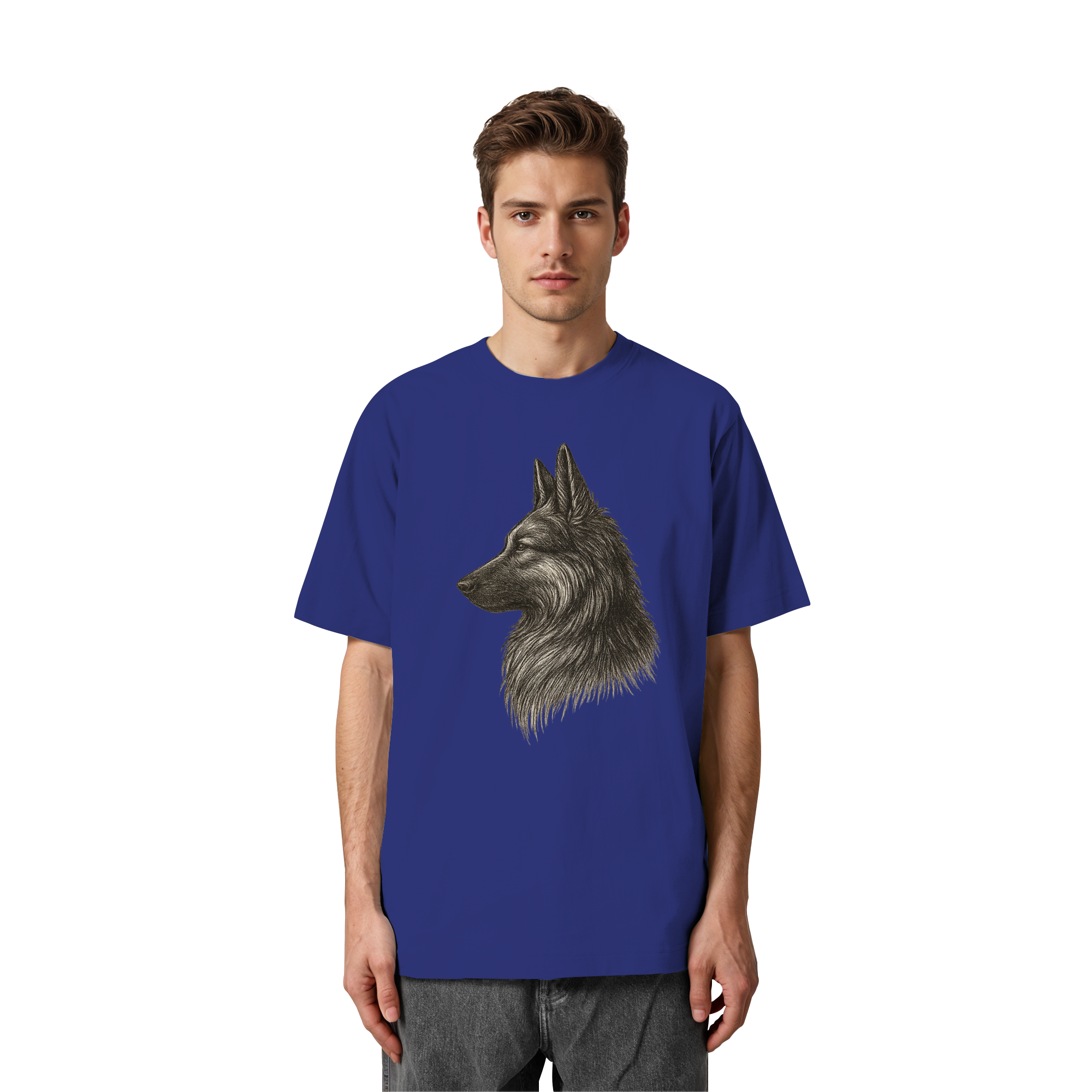 Oversized Bio T-Shirt mit edlem Schäferhund Motiv