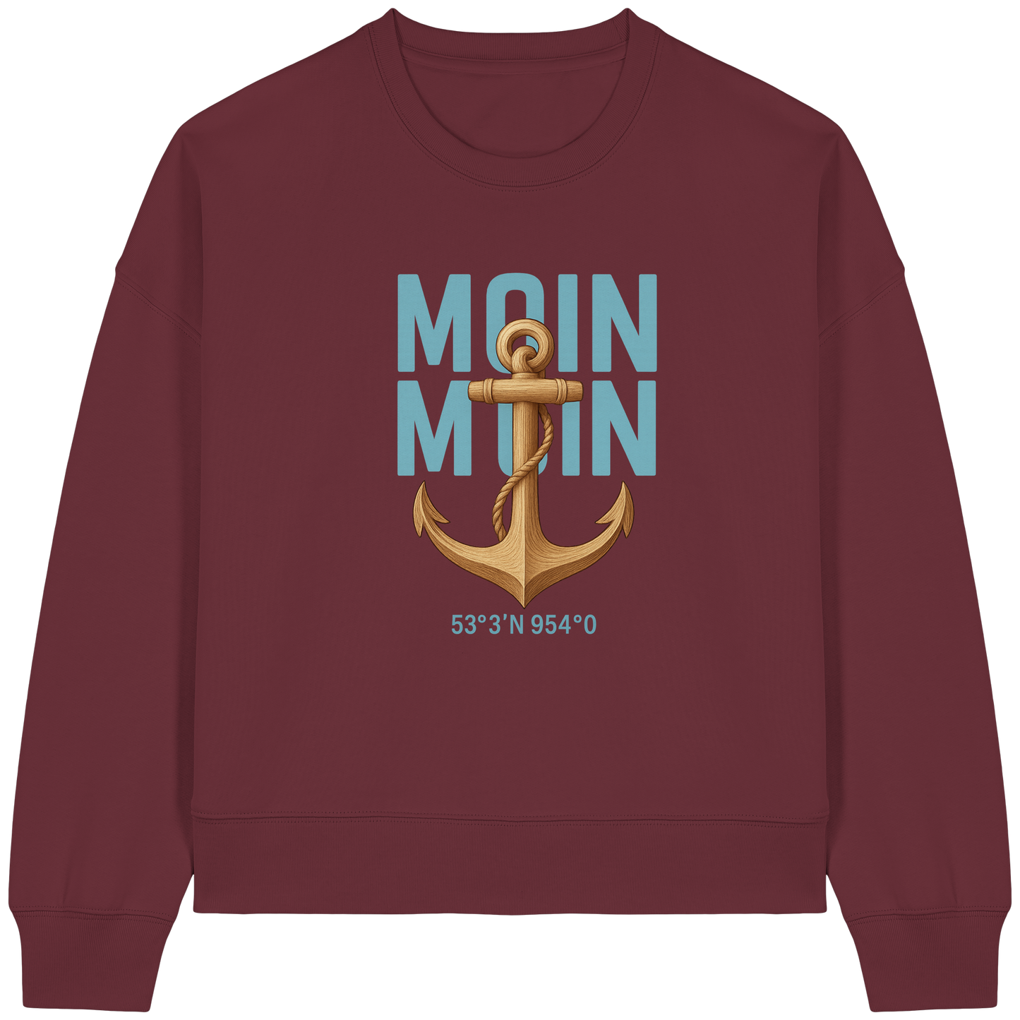 Rückenwind Damen Boxcut Sweatshirt mit Anker & Möwe

