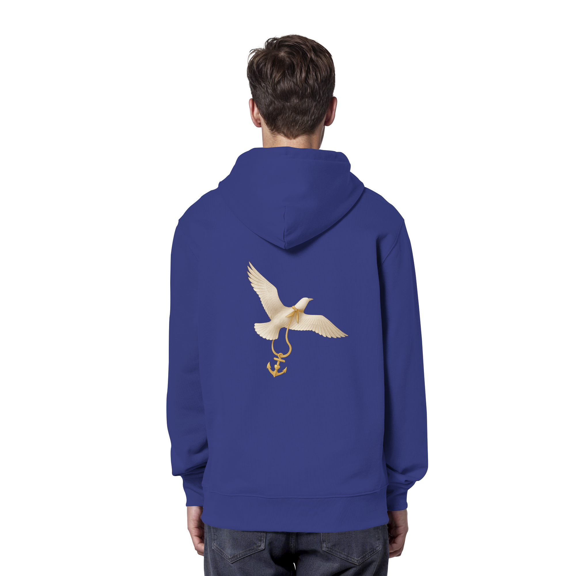 Rückenwind Damen Hoodie mit Anker vorn und Möwe hinten

