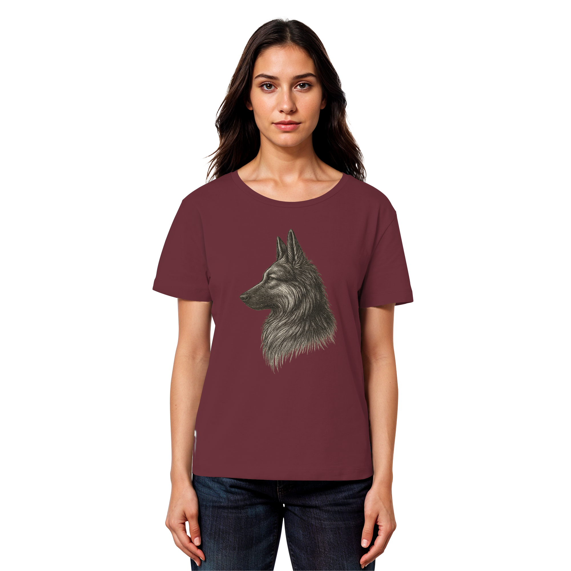 „Treuer Blick – Deutscher Schäferhund Damen T-Shirt aus 100 % Bio-Baumwolle“