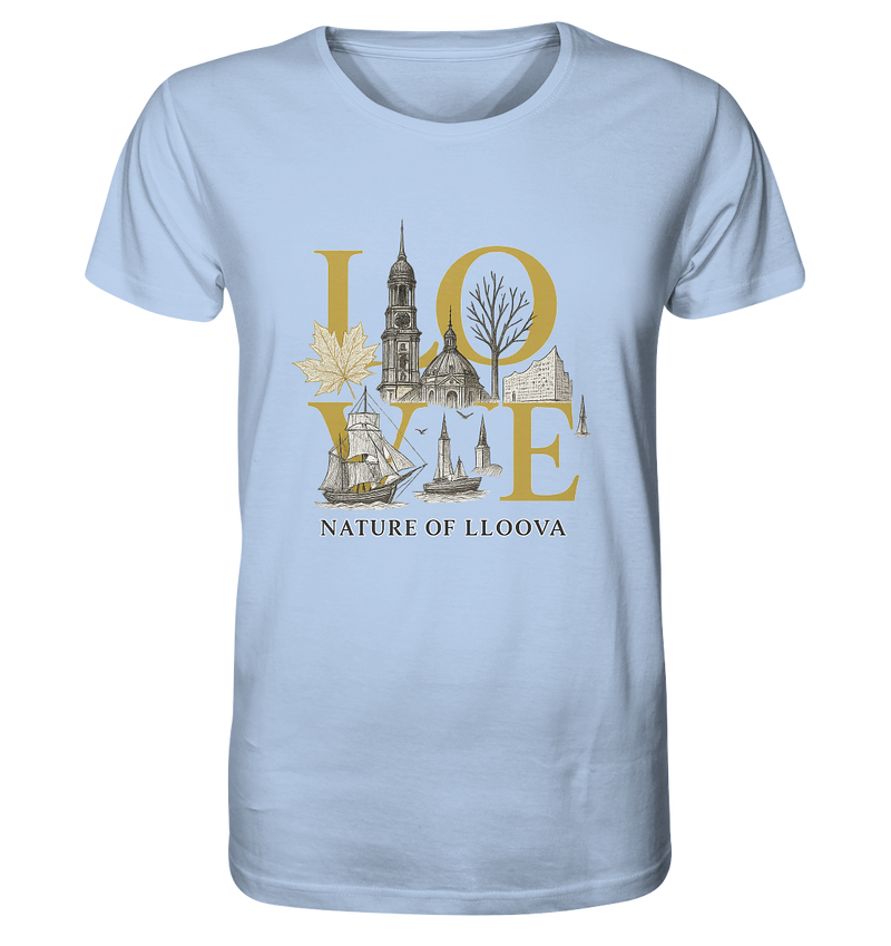 Weißes Bio-Shirt mit goldenen Design-Elementen


