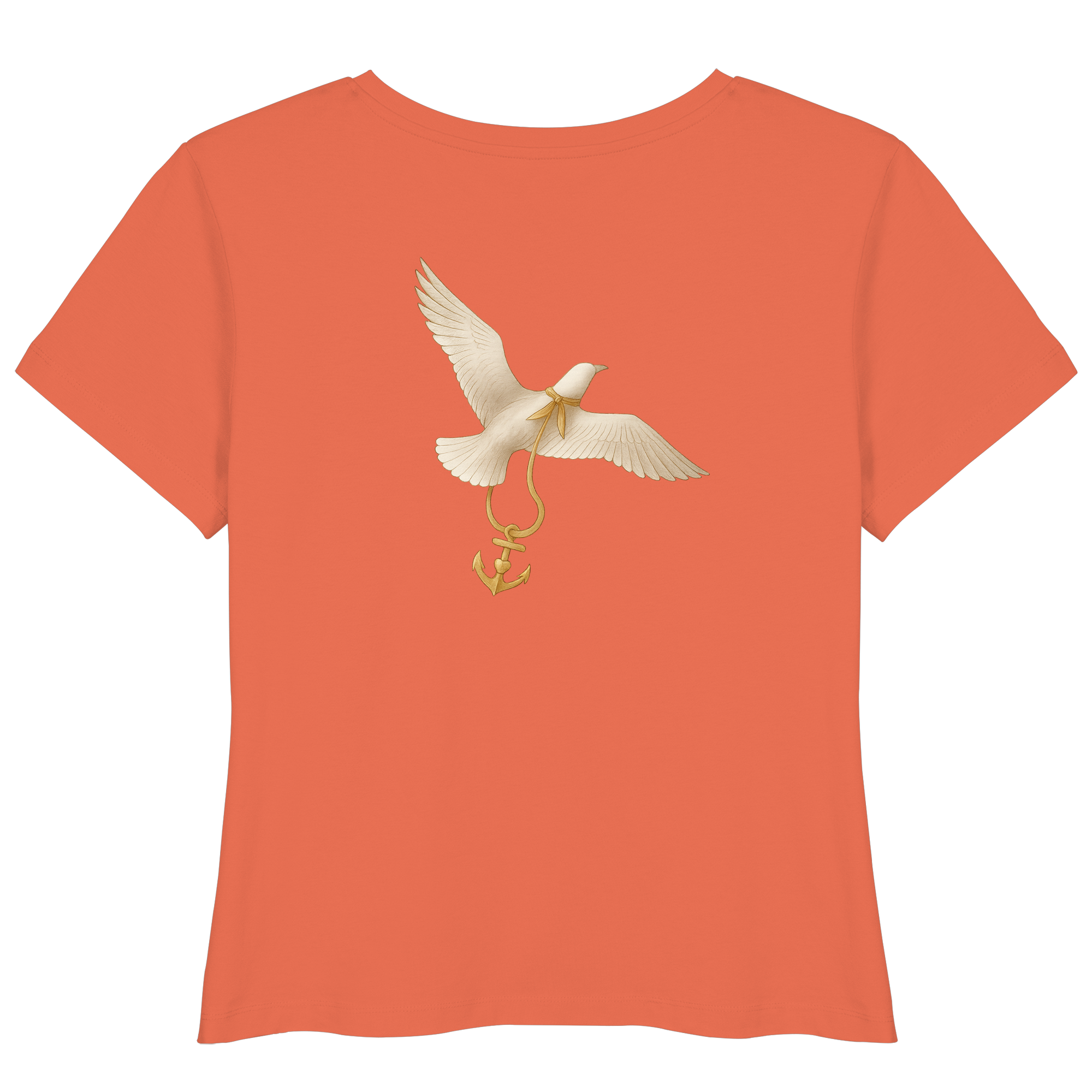 Women's T-shirt Rückenwind – MOIN MOIN on the front, freedom on the back

Maritime women's T-shirt Rückenwind with seagull and anchor motif